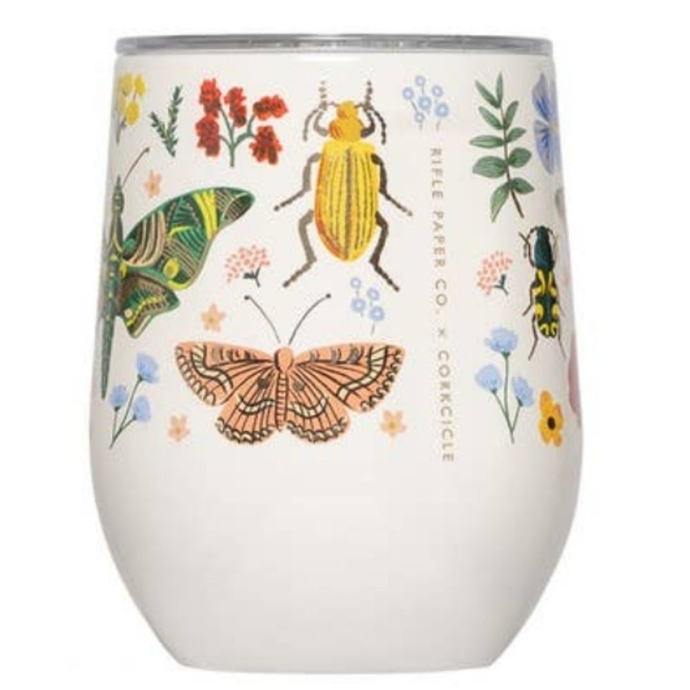 3 Rifle Paper Co x Corkcicle Stemless Tumblers - Curio Cream
